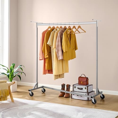 Hoctieon Z Clothes Rack with Cover, Metal Heavy Duty Clothing Rack, Rolling Garment Rack with Wheels, with Dustproof Cover Waterproof Protector, with 2 Durable Zippers, for Hanging Clothes, Grey - Image 2
