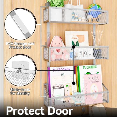 Kaiferty Over The Door Hooks Organizer, Coat Rack Over The Door Storage Hanger Towel Rack, Back of Door Storage Organizer for Bathroom,Bedroom,Kitchen,Office (Silver, 4-Tier) - Image 4