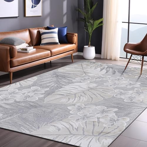 Luul Home Floral Indoor Outdoor Rugs 8x10 Large Area Rug for Living Room, Patio Decor, Kitchen, and Entryway Rug, Washable Stain Resistant Outside Carpet Beige 8 x 10 - Image 4