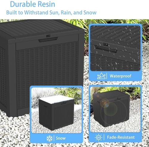 Vixzen 36 Gallon Deck Boxes Outdoor Waterproof, Lockable Resin Storage Box with lid for Furniture Cushions, Weatherproof Containers Outside Storage Boxes for Garden Patio Pool Tools(Black, 36 Gallon) - Image 4