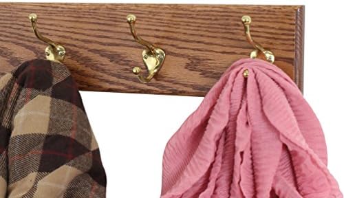 PegandRail Oak Wall Mounted Coat Rack with Solid Brass Hooks 4.5" Ultra Wide (Chestnut, 41" x4.5 with 8 Hooks) - Image 3