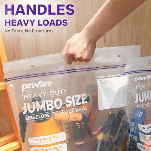 Heavy Duty 10 Gallon Large Storage Bags, 6 Mil Handle Big Zip Seal Lock Bag - Image 4