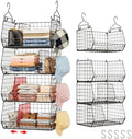Jautokerdar 4 Tier Hanging Closet Organizer with Dividers,Extra Large Storage Hanging Shelf with 5 S Hooks 4 Dividers,Hang on Wire Closet Shelving Clothes Organizer-Black by Jautokerdar