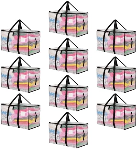 Moving Bags Heavy Duty Extra Large, Alternative for Moving Boxes & Moving Supplies,Clear Storage Bins with Lids, Plastic Packing Tote, Storage Bags for Clothes with Handles & Zippers(Clear, 10 Pack) - Image 6
