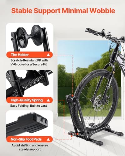 VEVOR Bike Racks 2 Pack, Fits 20 to 27 Inch Mountain & Road Bikes, Alloy Steel Rust-Resistant Bike Floor Stand Rack, Foldable Bicycle Stand for Entryway, Garage, Home Bikes Parking & Storage, Black - Image 6