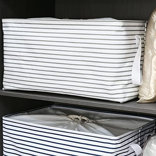 Hinwo 102L XXL Canvas Storage Bin with Lid and Handles, 4-Pack - Image 3