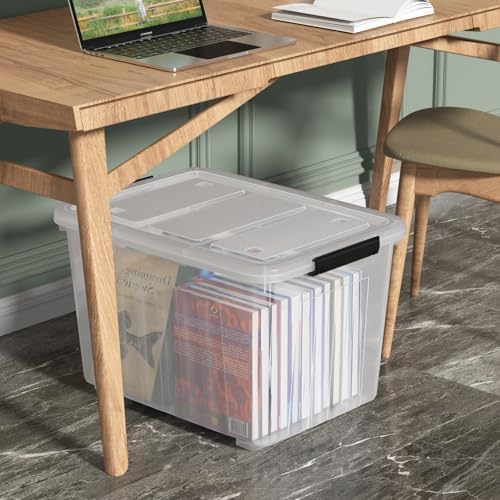 70 Quart Large Clear Plastic Storage Boxes with Wheels, 4 Packs - Image 5