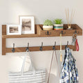 AMBIRD Wall Hooks with Shelf, 26.57 Inch Entryway Wood Coat Hooks for Wall with Shelf, Coat Rack Wall Mount with 5 Dual Hooks 3 Key Hooks Mail Organizer and Key Rack Holder (Brown) by AMBIRD