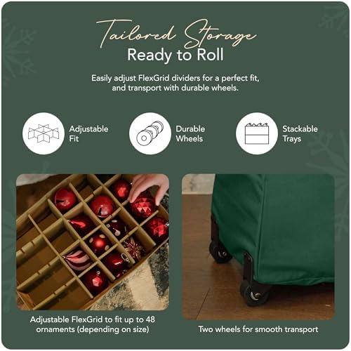 Covermates Rolling Adjustable Ornament Storage Bag, 19.25"W x 13"D x 12.5"H - Image 5