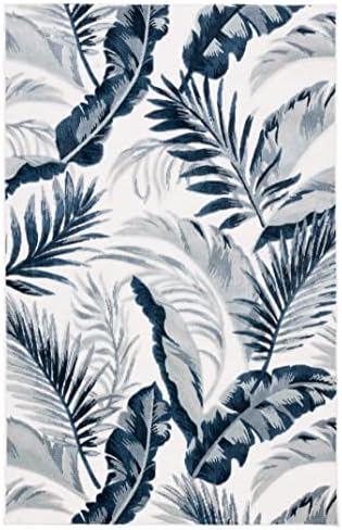 SAFAVIEH Washable Rug Outdoor Cabana Collection - 4' x 6', Ivory & Navy, Non-Shedding & Easy to Clean, Ideal for Patio, Backyard, Mudroom (CBN452A) - Image 3