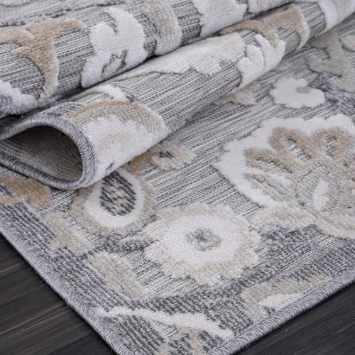 Luul Home Floral Indoor Outdoor Runner Rugs 2x7 Entryway Rug, Kitchen, Hallway Rug Washable Stain Resistant Outside Carpet Beige 2 x 7 - Image 4