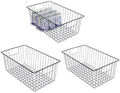 Freezer Organizer Bins - 3 Pack Stand Up Freezer Baskets for 16，17，21 cu.ft Upright Freezer, Wire Storage Baskets with Built-in Handles, Easy to Access Frozen Food Allow Air Circulation, Black by lonpute