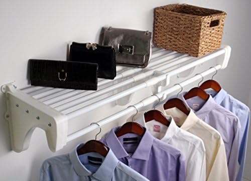 EZ Shelf - Closet Shelf with Hanging Rod - 30” to 50" Expandable, White, Closet Shelves – Strong, Holds 200 lbs – Easy Install – Backwall (Floating) with 2 End Brackets, Alternative to Wire Shelving - Image 2