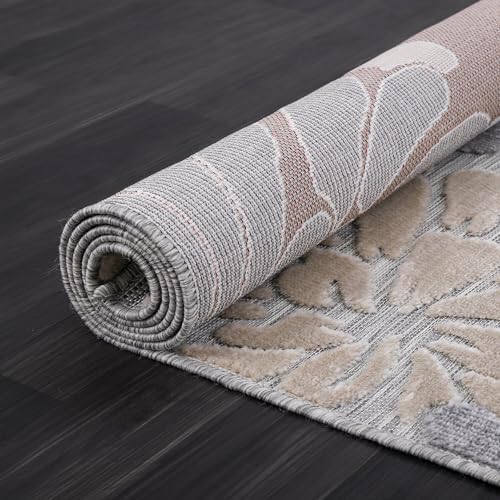Luul Home Floral Indoor Outdoor Rugs 6x9 Large Area Rug for Living Room, Patio Decor, Kitchen, and Entryway Rug, Washable Stain Resistant Outside Carpet Beige 6 x 9 - Image 5