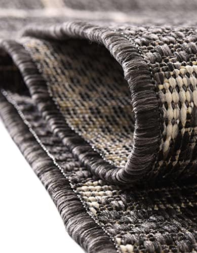 Unique Loom Outdoor Trellis Collection Area Rug (7' 10" x 10' Rectangle Black/Ivory) - Image 5