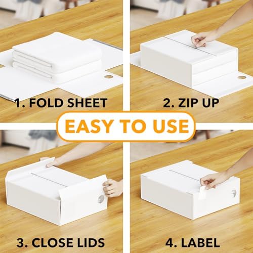 SpaceAid 9 Pack Bed Sheet Organizers and Storage, Foldable Sheet Organizer with Window for Linen Closet, Set Folder Keeper for Queen & King Size Bedding Storage (White) - Image 3