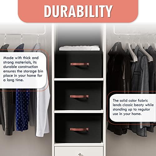 Ornavo Home 6 Pack Collapsible Storage Bins with Lid, 16.5x11.8x7.5, Black - Image 3