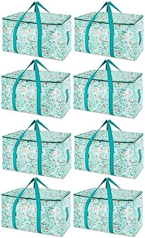 BALEINE 8-Pack Oversized Moving Bags with Reinforced Handles, Heavy-Duty Storage Tote for Clothes, Moving Supplies (Spring Stroll, 8-Pack) by BALEINE