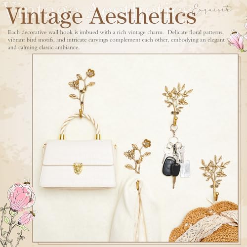 4 Pack Vintage Bird Hooks for Wall Decorative Hooks,5.5 to 6.1 in - Image 5