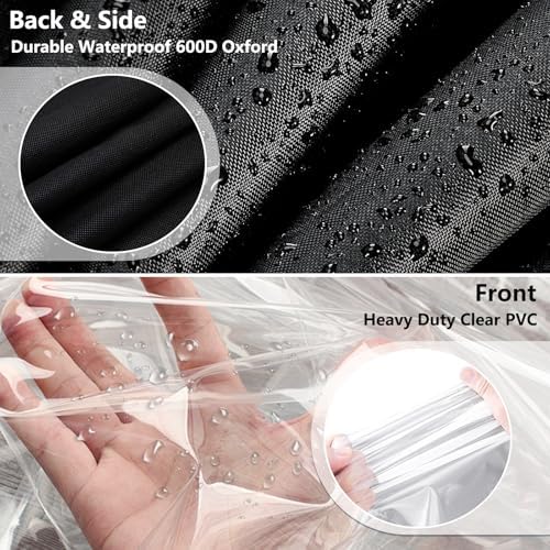Wire Rack Covers,Heavy Duty 600D Dustproof Waterproof Storage Rack Covers for Metal Shelves,Storage Shelf Cover with Zipper for Wire Shlef,48''W x 24''D x 71''H,Black with Clear Front - Image 3