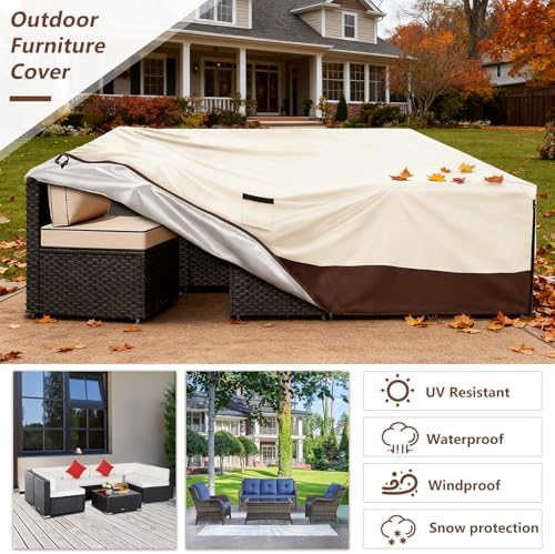Waterproof Outdoor Patio Furniture Covers,88"L x 62"W x 28"H,Beige - Image 4