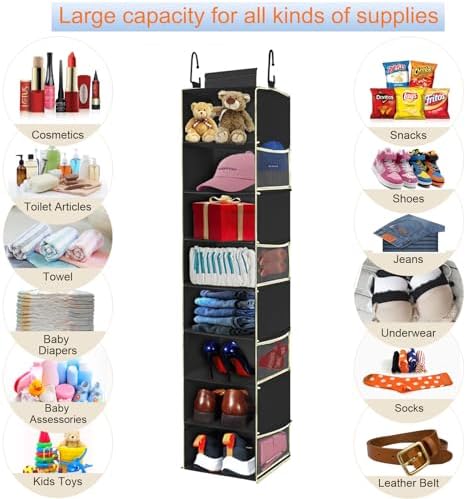 Hanging Shoe Organizer 8-Shelves Grey + Black - Image 7