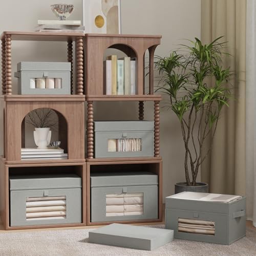 Fabric Storage Bins with Lids, 2 Pack, Grey, 15x9.8x9.8 In - Image 2