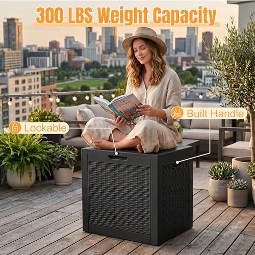 Outdoor Storage Box,42 Gallon Waterproof Resin Patio Deck Box - Image 6