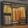 VIPEK V5LC Garment Rack Heavy Duty Covered with Dimmable LED Light 3000K Warm White, Portable Closet Wardrobe Freestanding for Hanging Clothes, Black with Cover by VIPEK