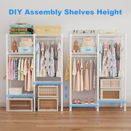 Ulif F1 Garment Rack for Kids, 4 Tiers Closet System Hold 410lbs, White - Image 4