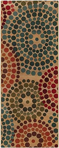 Unique Loom Outdoor Modern Collection Area Rug - Spark (2' 7" x 7' 1" Runner, Beige/ Burgundy) - Image 3