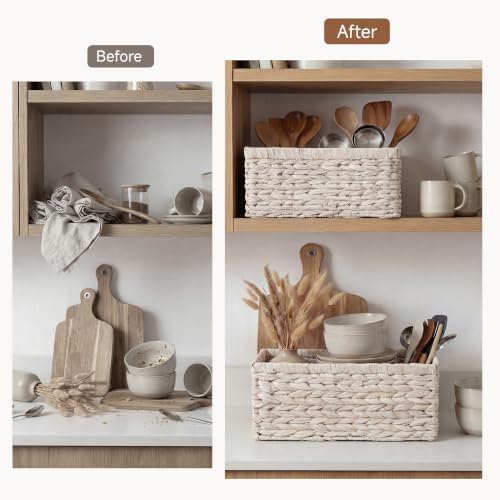 StorageWorks Large Wicker Baskets for Storage, White Wicker Baskets, 2-Pack - Image 6