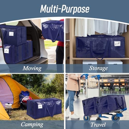12 Pack Extra Heavy Duty Large Moving Bags with Strong Zipper, Dark Blue - Image 7
