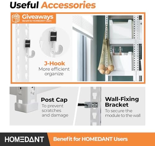 HOMEDANT 35.9" W 5 Tier Heavy Duty Garage Shelving Adjustable Metal Rack Storage Shelves Standing Shelf Unit Organizers Pantry Closet White 2Pack - Image 6