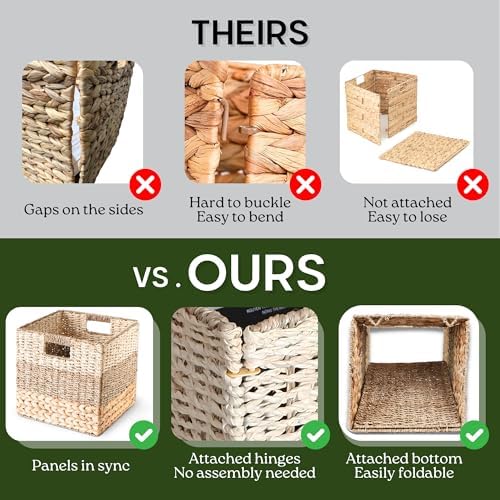 CHI AN HOME 12x12 Baskets for Cube Storage, Wicker Cube Storage Bins Set 4 - Image 6