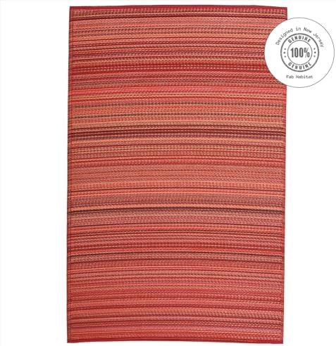 Fab Habitat Outdoor Rug - Waterproof, Fade Resistant, Crease-Free - Premium Recycled Plastic - Striped - Patio, Porch, Deck, Balcony - Cancun - Sunset - 5 x 8 ft - Image 3