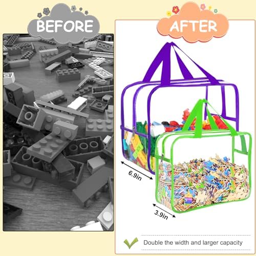 6 Colors L & XL Toy Storage Bags with Labels Reusable Clear Toy Organizer - Image 4
