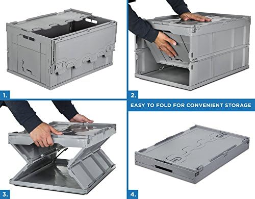 Mount-It! Collapsible Storage Crate 3-Pack, 65L Folding Bins, Gray - Image 2