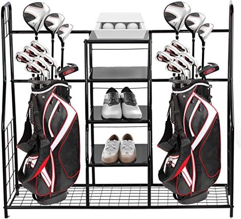 Home-it Golf Organizer Extra Large - Golf Bag Sports Dual Storage Organizer, Perfect for Golfing Bags, Clubs, Balls, Gadgets, Accessories & Equipment, Golf Organizer Rack for Garage and Basement by HOMEIT