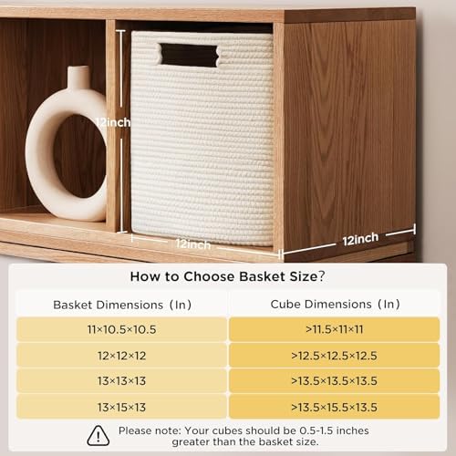 UBBCARE Set of 4 Cotton Rope Basket 12 X 12 X 12 Inches, Woven Storage Baskets for Shelves, Organizing with Handles, Cube Storage Bins for Storage Books, Magazines, Navy Blue - Image 5