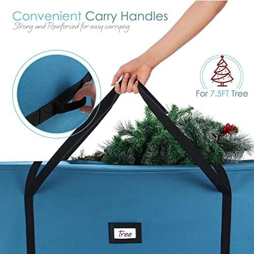 Hearth & Harbor Christmas Tree Storage Bag - Artificial Christmas Tree Bag with Reinforced Handles, Dual Zipper, Wide Opening - Storage Container for Trees and Decorations, 7.5 + 9 FT - 600D Oxford - Image 5