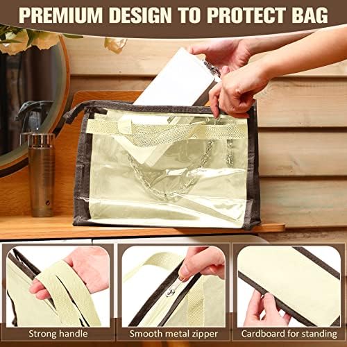 Chumia 24 Pack Dust Bags for Handbags with 25 Stainless Steel S Shape Hooks, 3 Assorted Sizes Dust Cover Bags Damp Proof Purse Storage Handbags with Zippers and Handles for Closet Hanging - Image 4