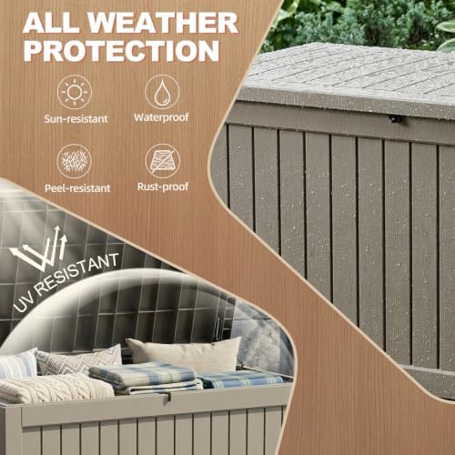EFU Outdoor Storage Box 330 Gallon Deck Box, Waterproof Resin, Grey - Image 2