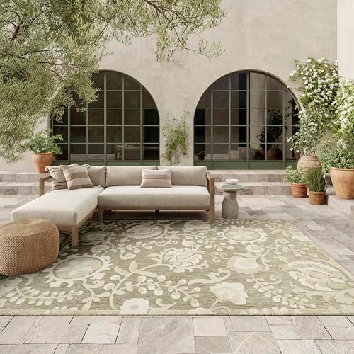 Nourison Home Aloha Ivory Sage 7'10" x 10'6" Area Rug - Easy Clean, Non Shedding, Bed Room, Living Room, Dining Room, Kitchen (8' x 11') by NourisonHome