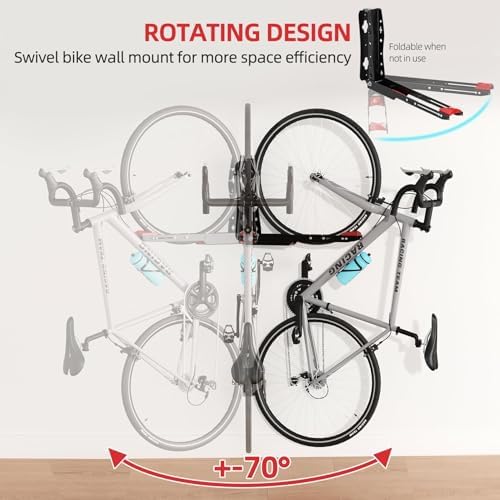 Urban Deco Swivel Bike Wall Mount,Adjustable Bike Hanger,Space Saving Bike Rack Garage,Easy to Load and Unload Bike Rack Wall Mount Can Hold Up to 77 lbs (1) - Image 4