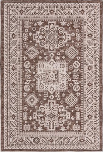 Rugs.com - Outdoor Aztec Rug – 5' 3 x 8' Brown Indoor/Outdoor Rug – Flatweave Geometric Area Rug for Patio, Deck, and Porch - Image 3