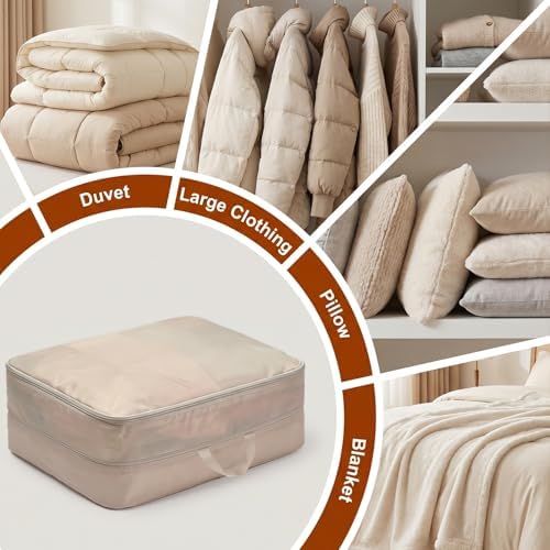 8 Pack Compression Storage Bags, Comforter Storage Bag, Light Brown - Image 7