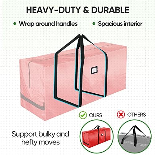 BALEINE 9 ft Christmas Tree Storage Bag, Heavy Duty Extra Large Artificial Christmas Tree Bag with Reinforced Handles and Dual Zippers Wide Opening (Transparent, 2PK Combo) - Image 3