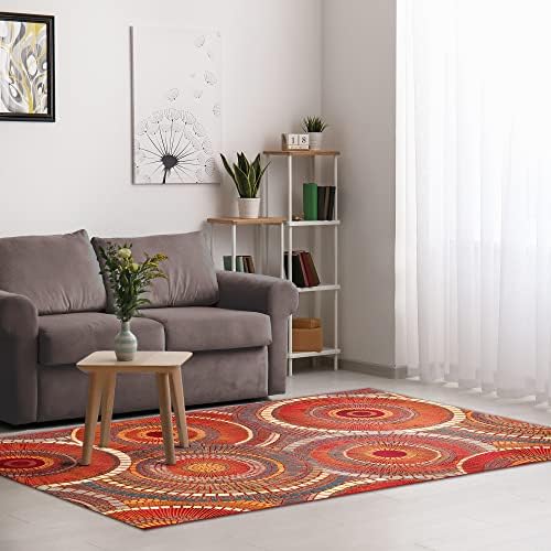 Liora Manne Marina Low Profile Durable Indoor/Outdoor Woven Rug- Circles Saffron 3'11" x 5'10" - Image 3