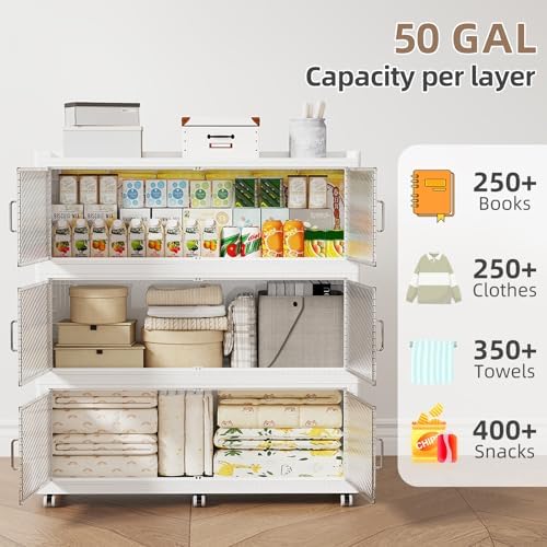SAILUN 240Gal Extra Large Stackable Storage Bins with a Lid,White,3Pack - Image 2